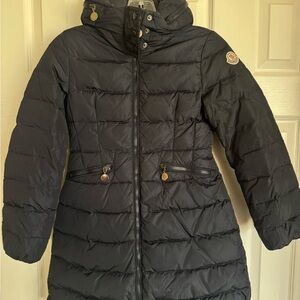 Girl’s Moncler Hooded Long Down Jacket